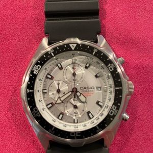 Casio Stainless Steel Analog Chronograph w/Date Window - AMW-330-7AV
